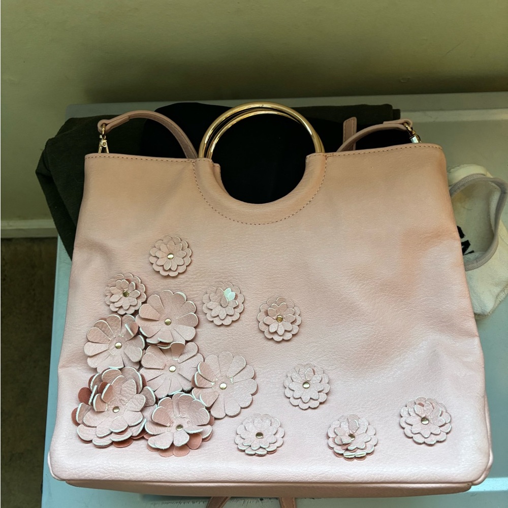 Floral Embellished Pink Handbag